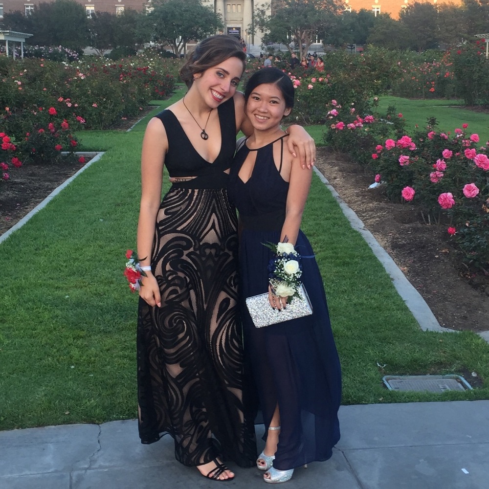 BCBG black & tan prom dress!